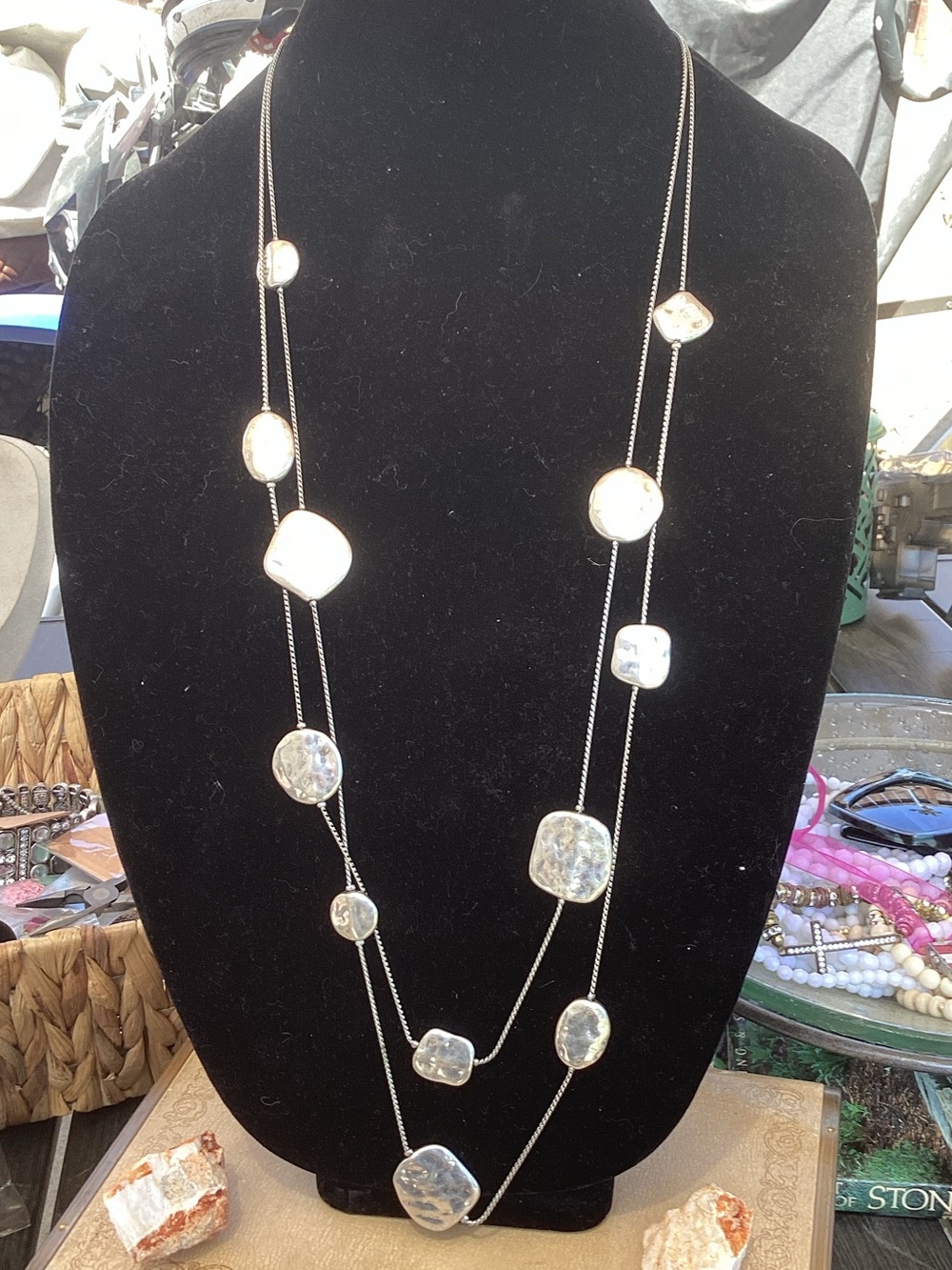 Chico's Silver-Tone Multi-Disc Layered Necklace